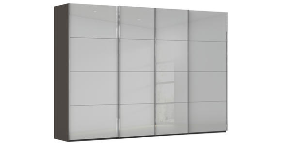 SCHWEBETÜRENSCHRANK 316/235/68 cm 4-türig Graphitfarben, Hellgrau  - Chromfarben/Hellgrau, Design, Glas/Holzwerkstoff (316/235/68cm) - Novel