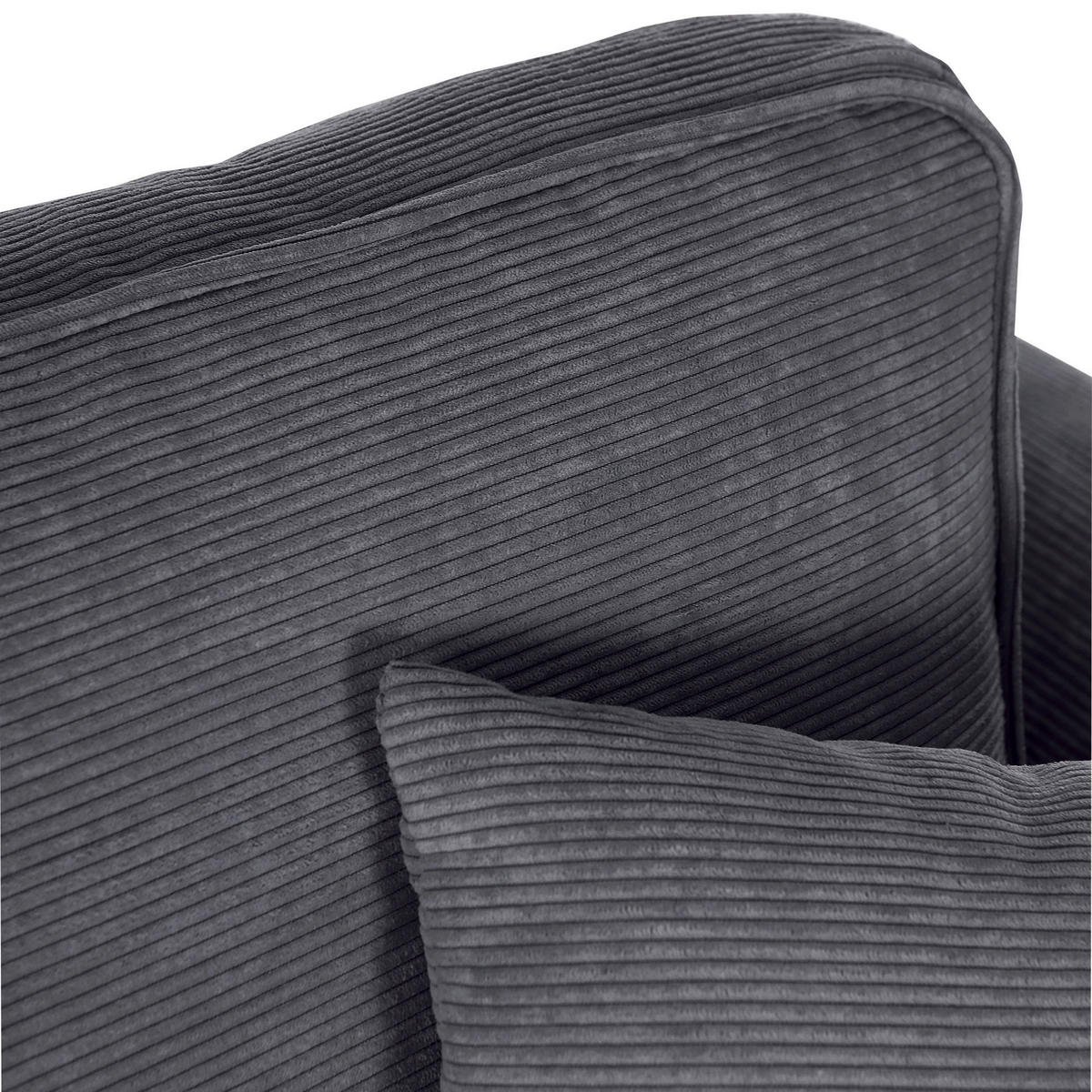 BIGSOFA Cord Dunkelgrau  - Dunkelgrau/Buchefarben, Design, Holz/Textil (240/63/90cm) - Carryhome