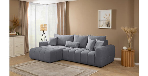 ECKSOFA  in Velours Dunkelgrau  168/298 cm  - Dunkelgrau/Schwarz, KONVENTIONELL, Kunststoff/Textil (168/298cm) - Carryhome
