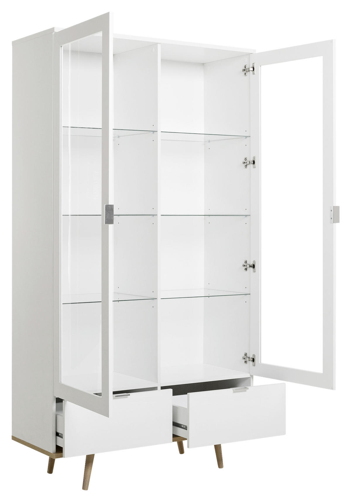 VITRÍNA, biela, farba duba, 100/185/40 cm - biela/farba duba, Konventionell, kov/drevo (100/185/40cm) - MID.YOU