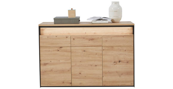 SIDEBOARD 130/88/38 cm  - Schwarz/Eiche Artisan, KONVENTIONELL, Holzwerkstoff (130/88/38cm) - Voleo