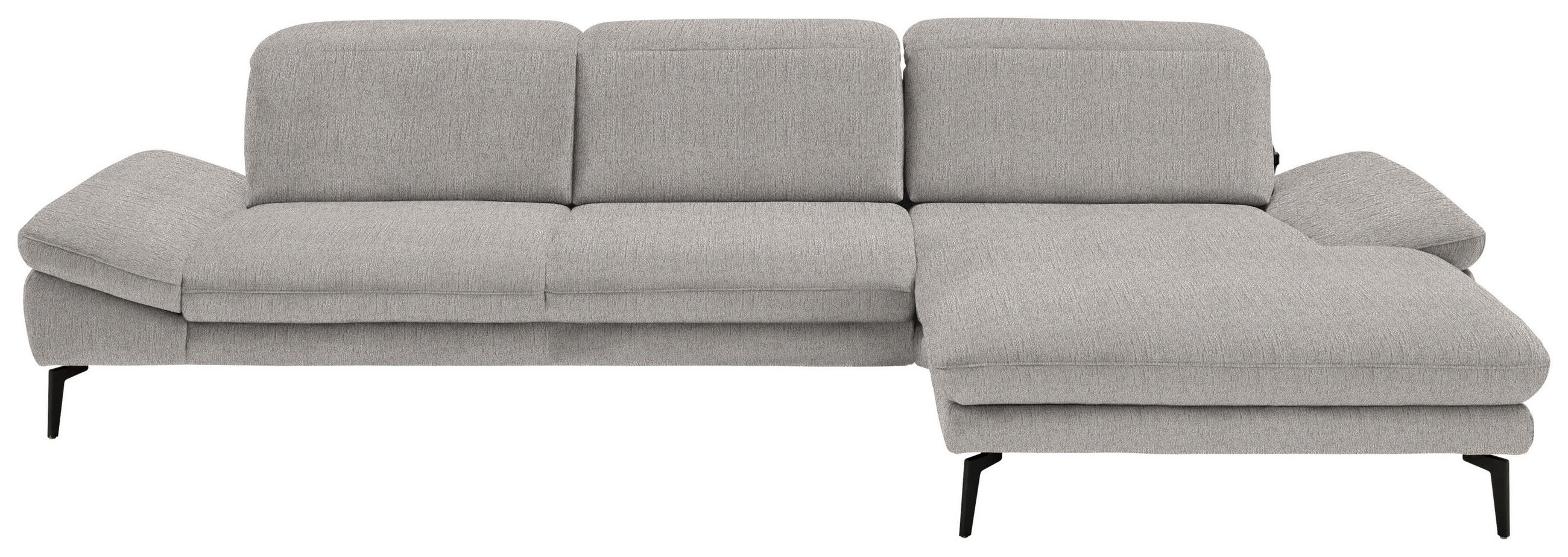 ECKSOFA in Chenille Greige  - Greige/Schwarz, Design, Textil/Metall (319/188cm) - Beldomo System