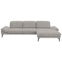 ECKSOFA in Chenille Greige  - Greige/Schwarz, Design, Textil/Metall (319/188cm) - Beldomo System