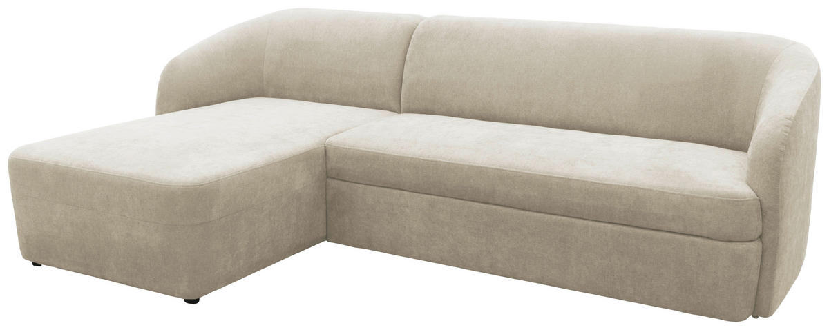 ECKSCHLAFSOFA  100 033 Creme Webstoff  - Taupe/Creme, MODERN, Kunststoff/Textil (148-204/230cm) - Livetastic