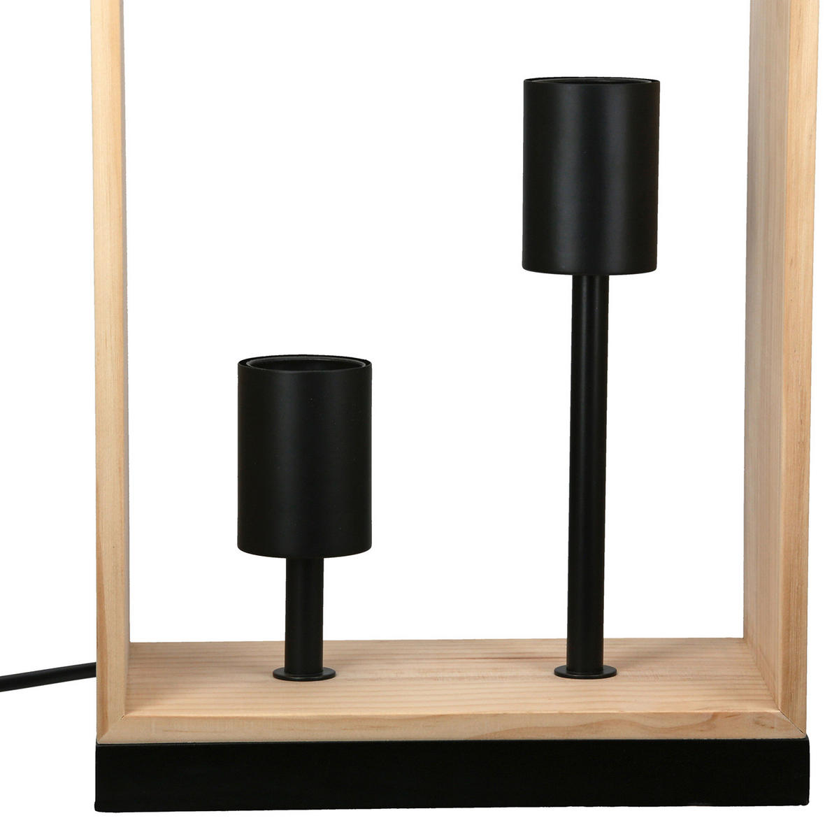 TISCHLEUCHTE Scatola   - Hellbraun/Schwarz, Basics, Holz/Metall (22/40/12cm)