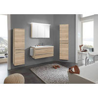 MIDISCHRANK 40/148,8/34,8 cm  - Eichefarben/Silberfarben, Design, Glas/Holzwerkstoff (40/148,8/34,8cm) - Welnova