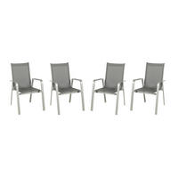 SADA ZÁHRADNÝCH STOLIČIEK 4ks, kov, textil - grafitová/platinová, Basics, kov/textil (69/97/62cm) - Acamp