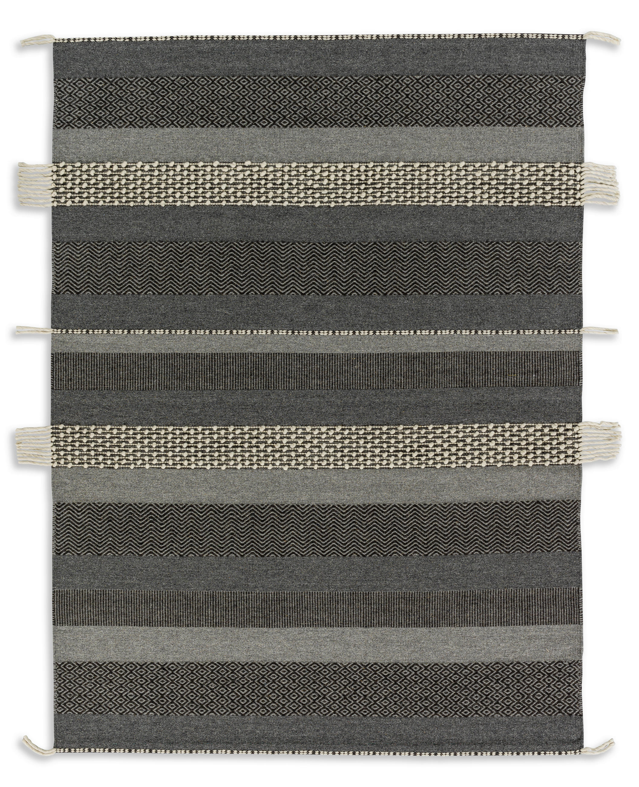 HANDWEBTEPPICH 170/240 cm Botana Dunkelgrau, Beige  - Dunkelgrau/Beige, Design, Textil (170/240cm) - Schöner Wohnen