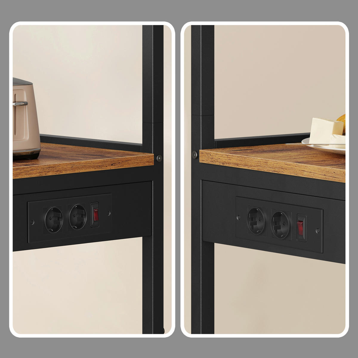 KÜCHENREGAL  - Dunkelbraun/Schwarz, Trend, Holzwerkstoff/Metall (45/140/40cm) - Boxxx
