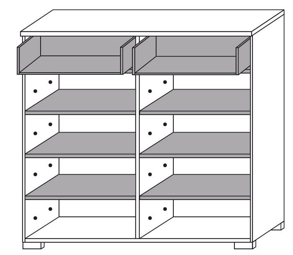 MEHRZWECKSCHRANK 98/100/34 cm  in Braun, Eichefarben  - Eichefarben/Silberfarben, Design, Holzwerkstoff/Kunststoff (98/100/34cm) - Moderano