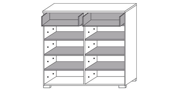 MEHRZWECKSCHRANK 98/100/34 cm  - Eichefarben/Silberfarben, Design, Holzwerkstoff/Kunststoff (98/100/34cm) - Moderano