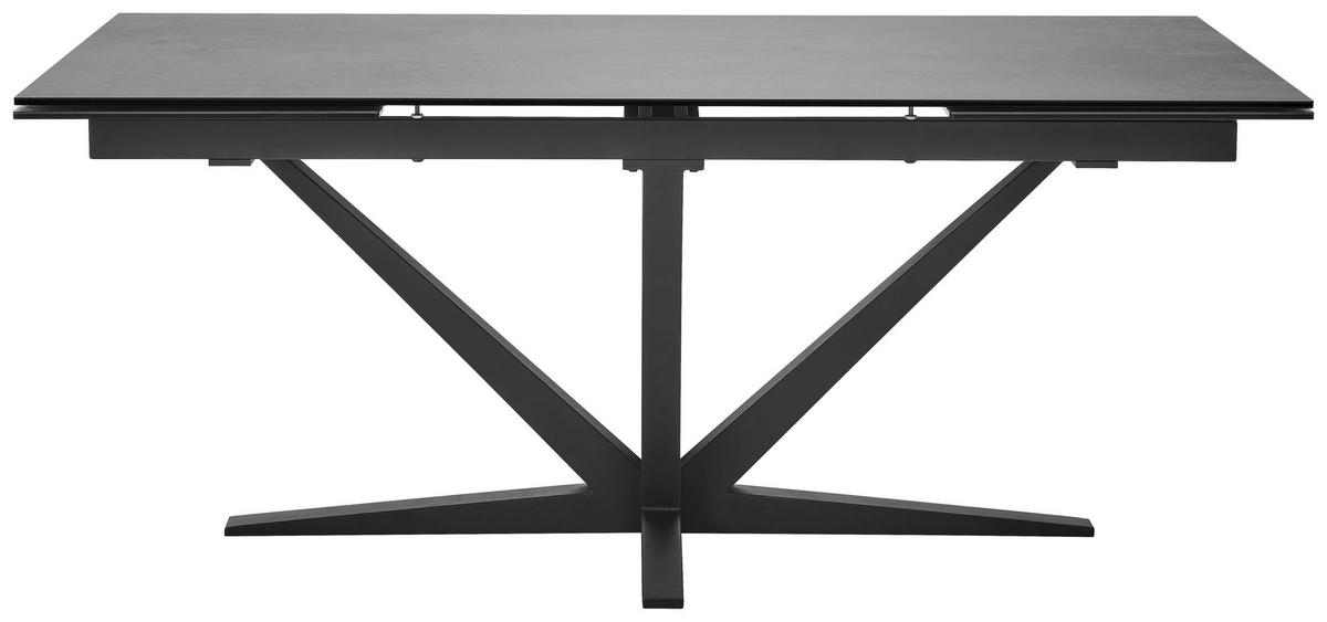 ESSTISCH in Metall, Glas, Keramik 180-280/95/76 cm  - Schwarz/Bronzefarben, Design, Glas/Keramik (180-280/95/76cm) - Novel