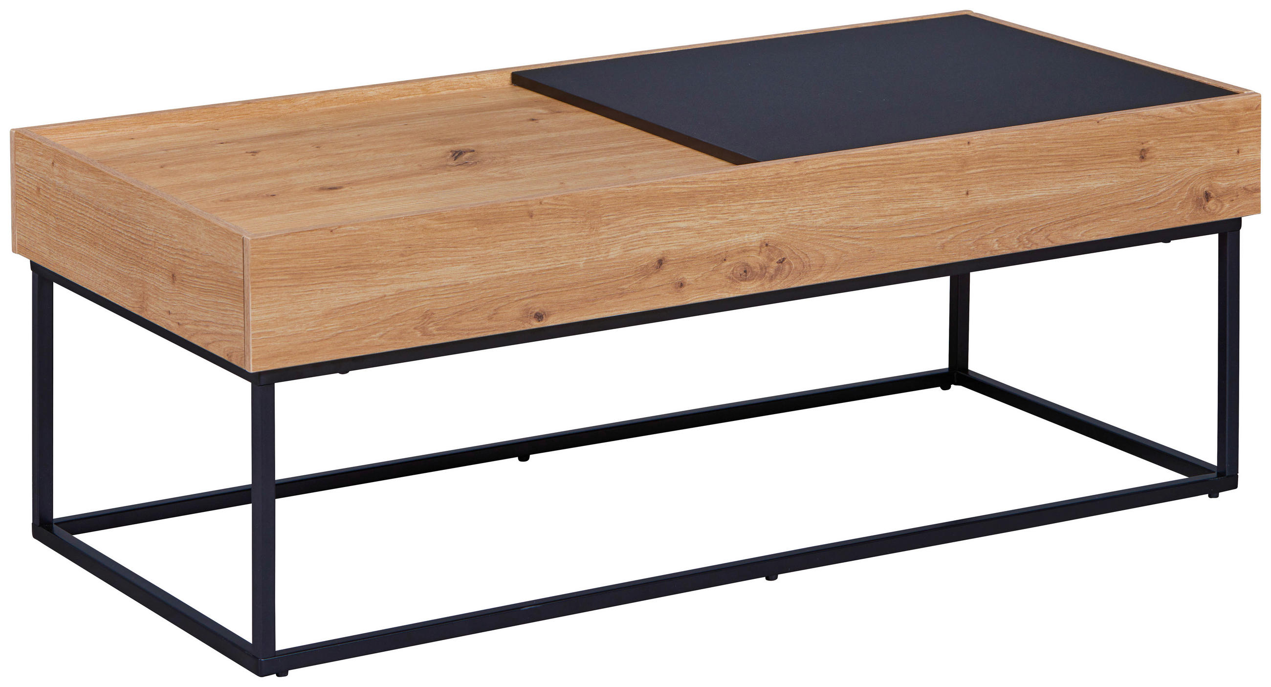 COUCHTISCH 110/50/40 cm rechteckig Schwarz, Eiche Artisan  - Schwarz/Eiche Artisan, Design, Holzwerkstoff/Metall (110/50/40cm) - Livetastic