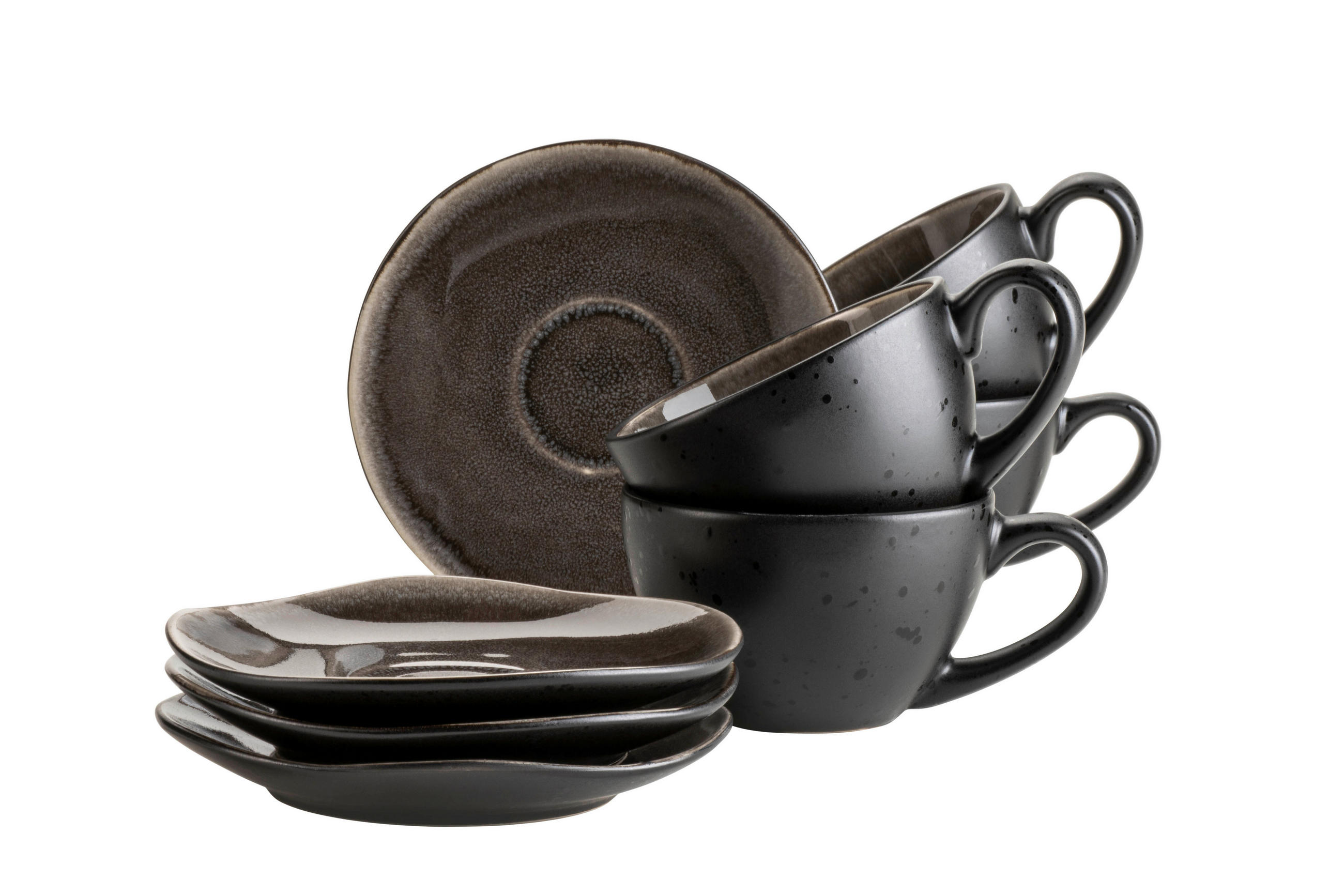 TASSENSET Niara Organic 8-teilig  - Schwarz/Braun, Basics, Keramik - Mäser