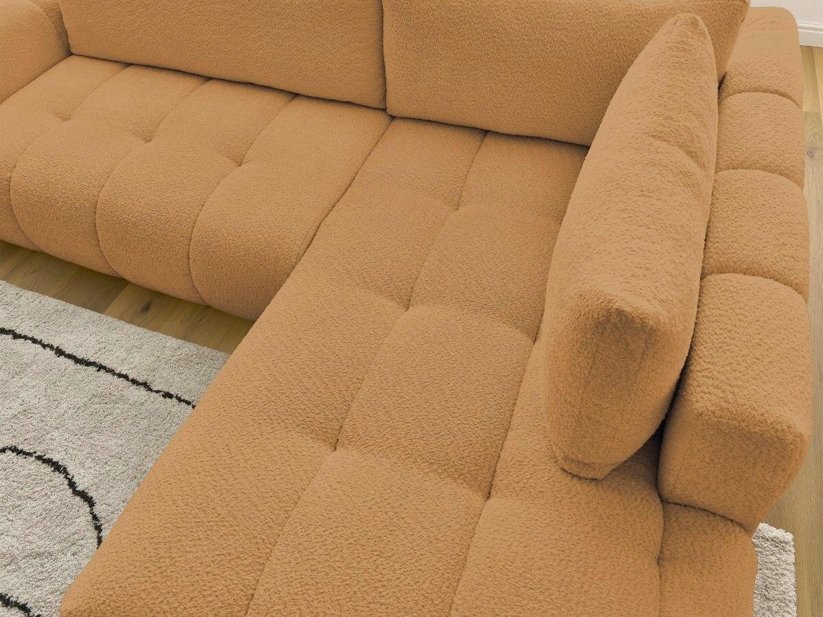 ECKSCHLAFSOFA EVEREST Bouclé Gelb  inkl. Rückenkissen, Schlaffunktion  - Gelb/Schwarz, MODERN, Kunststoff/Textil (282/204cm)