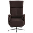 RELAXSESSEL in Leder Dunkelbraun  - Edelstahlfarben/Dunkelbraun, Design, Leder/Metall (70/124/85cm) - Cantus