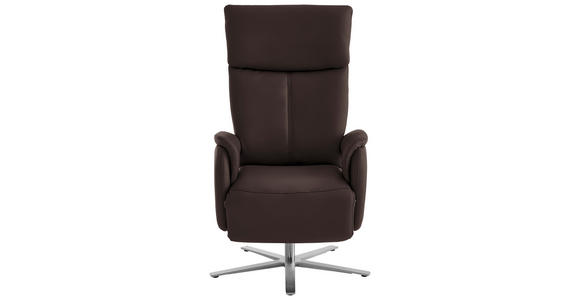 RELAXSESSEL in Leder Dunkelbraun - Edelstahlfarben/Dunkelbraun, Design, Leder/Metall (70/124/85cm) - Cantus