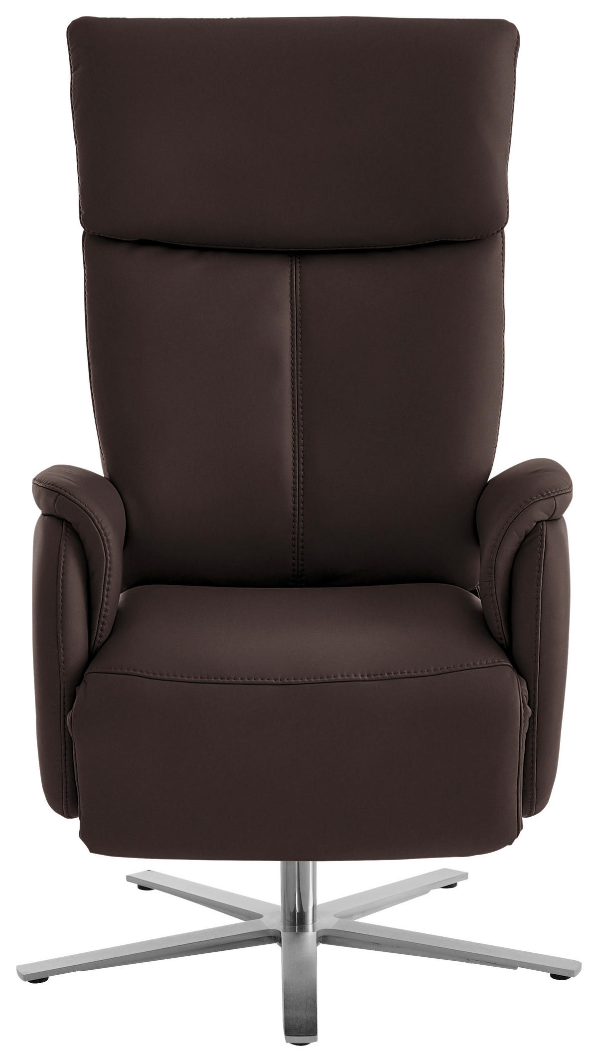 RELAXSESSEL in Leder Dunkelbraun  - Edelstahlfarben/Dunkelbraun, Design, Leder/Metall (70/124/85cm) - Cantus