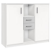 SIDEBOARD 122/105/41 cm  - vit/aluminiumfärg, Klassisk, trämaterial/plast (122/105/41cm) - Carryhome