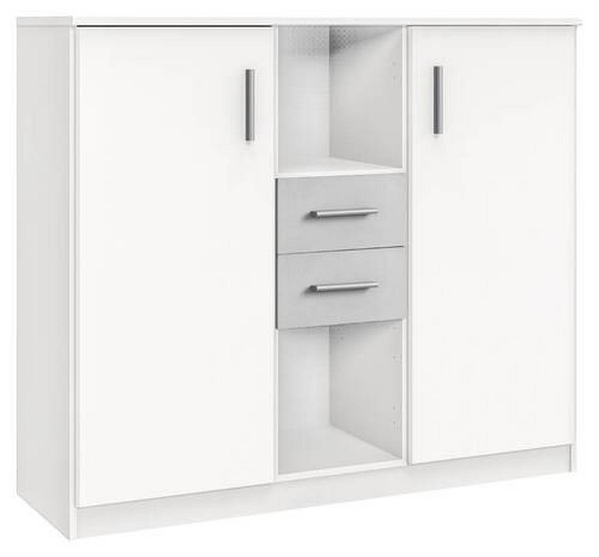 SIDEBOARD 122/105/41 cm  - vit/aluminiumfärg, Klassisk, trämaterial/plast (122/105/41cm) - Carryhome
