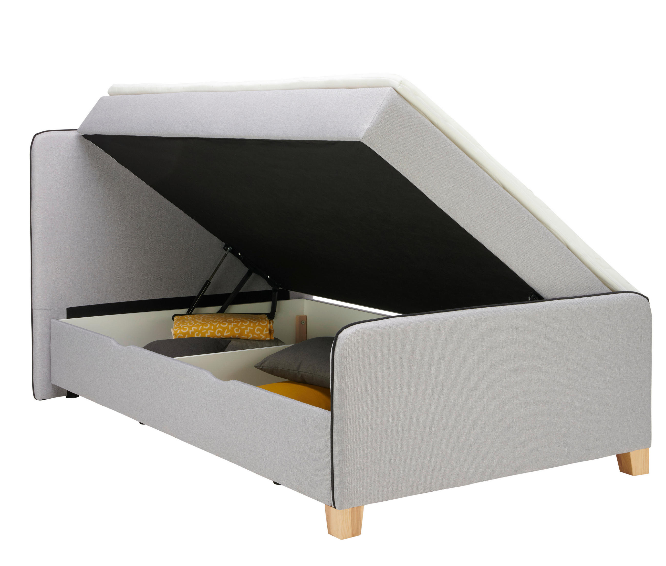 BOXBETT 140/200 cm  in Hellgrau  - Eichefarben/Hellgrau, Design, Holz/Holzwerkstoff (140/200cm) - Moderano