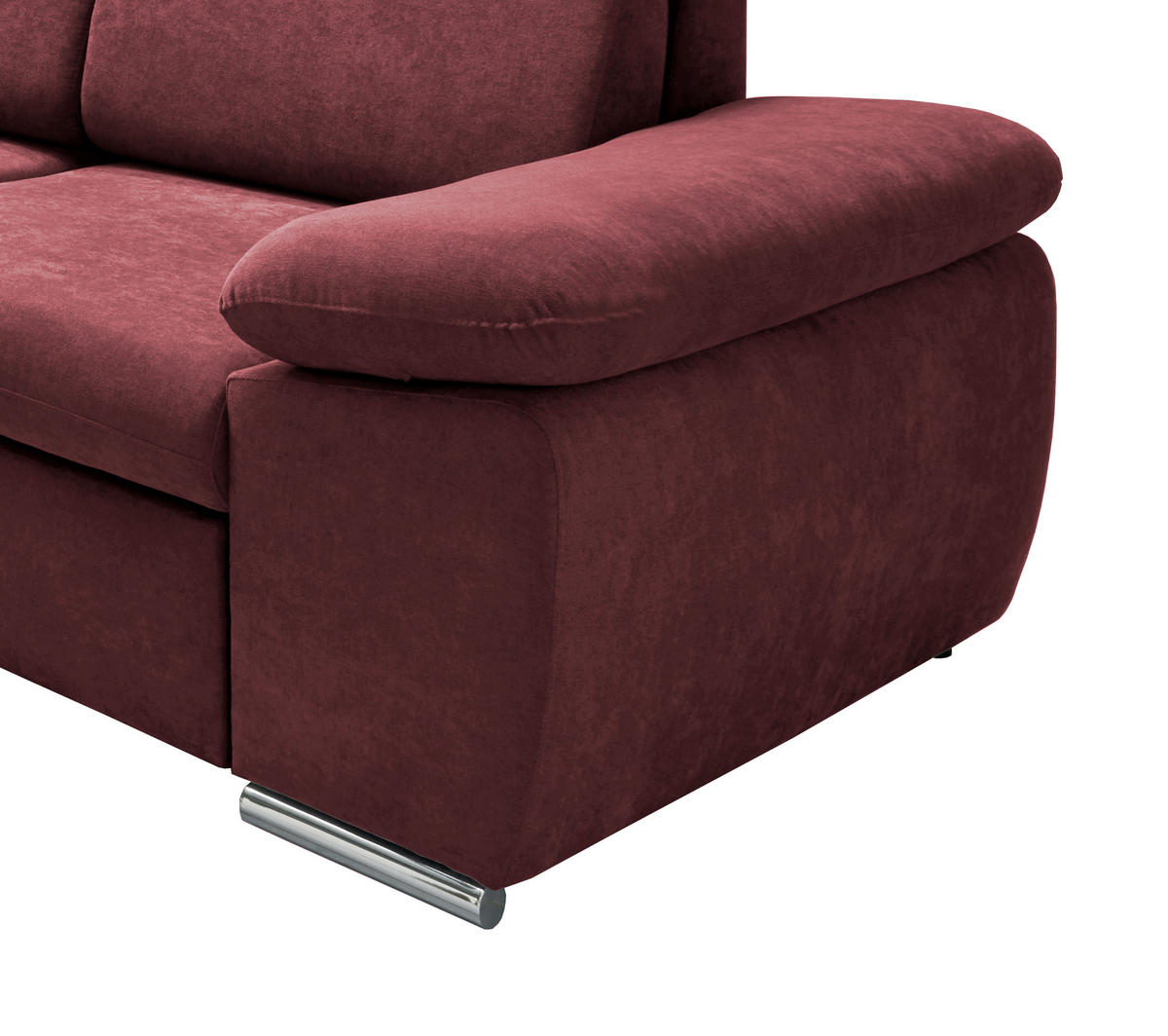 ECKSOFA Bordeaux Mikrofaser  - Chromfarben/Bordeaux, Design, Textil/Metall (228/283cm) - Livetastic
