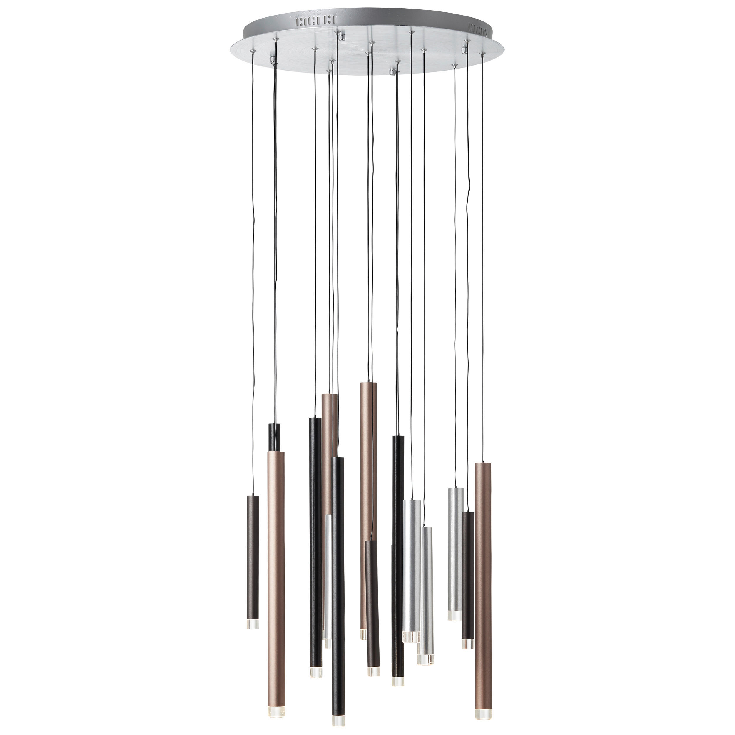 LED-HÄNGELEUCHTE CEMBALO 55,3/180 cm   - Schwarz/Alufarben, Design, Kunststoff/Metall (55,3/180cm) - Brilliant