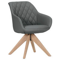 ARMLEHNSTUHL  Typenauswahl, Sitzfläche 360° drehbar, automatische Rückholfunktion  Echtleder  - Naturfarben/Grau, Design, Leder/Holz (60/83/65cm) - Landscape