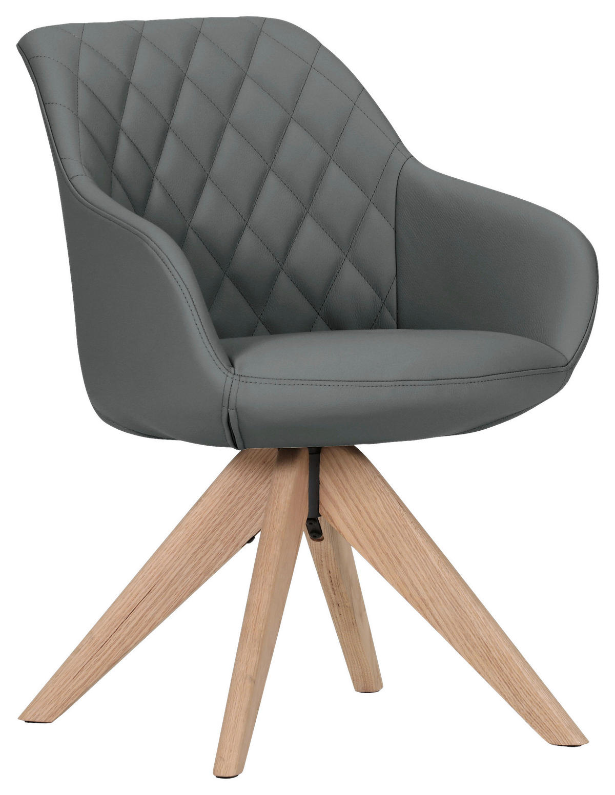 ARMLEHNSTUHL  Typenauswahl, Sitzfläche 360° drehbar, automatische Rückholfunktion  Echtleder  - Naturfarben/Grau, Design, Leder/Holz (60/83/65cm) - Landscape