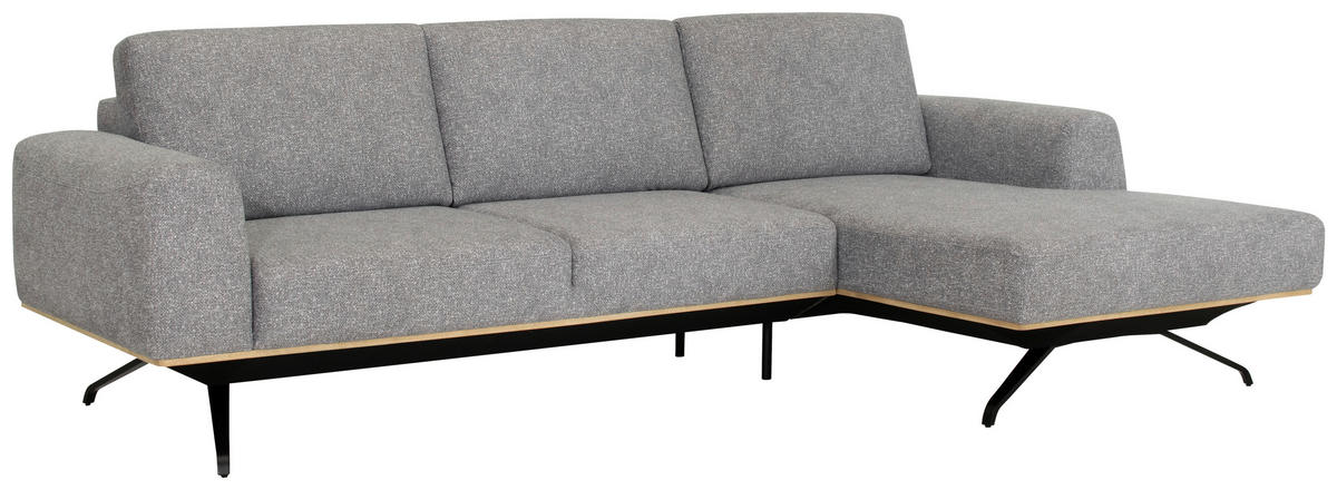 ECKSOFA in Struktur Grau  - Schwarz/Grau, Design, Textil/Metall (262/157cm) - Novel