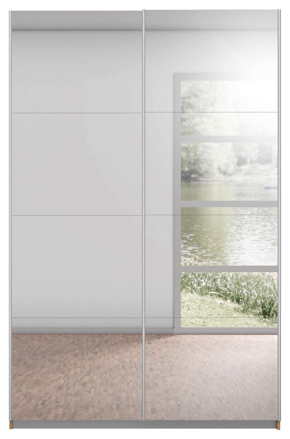SCHWEBETÜRENSCHRANK in Silberfarben, Eiche Artisan  - Silberfarben/Alufarben, Modern, Holzwerkstoff/Metall (136/197/61cm) - Rauch Möbel