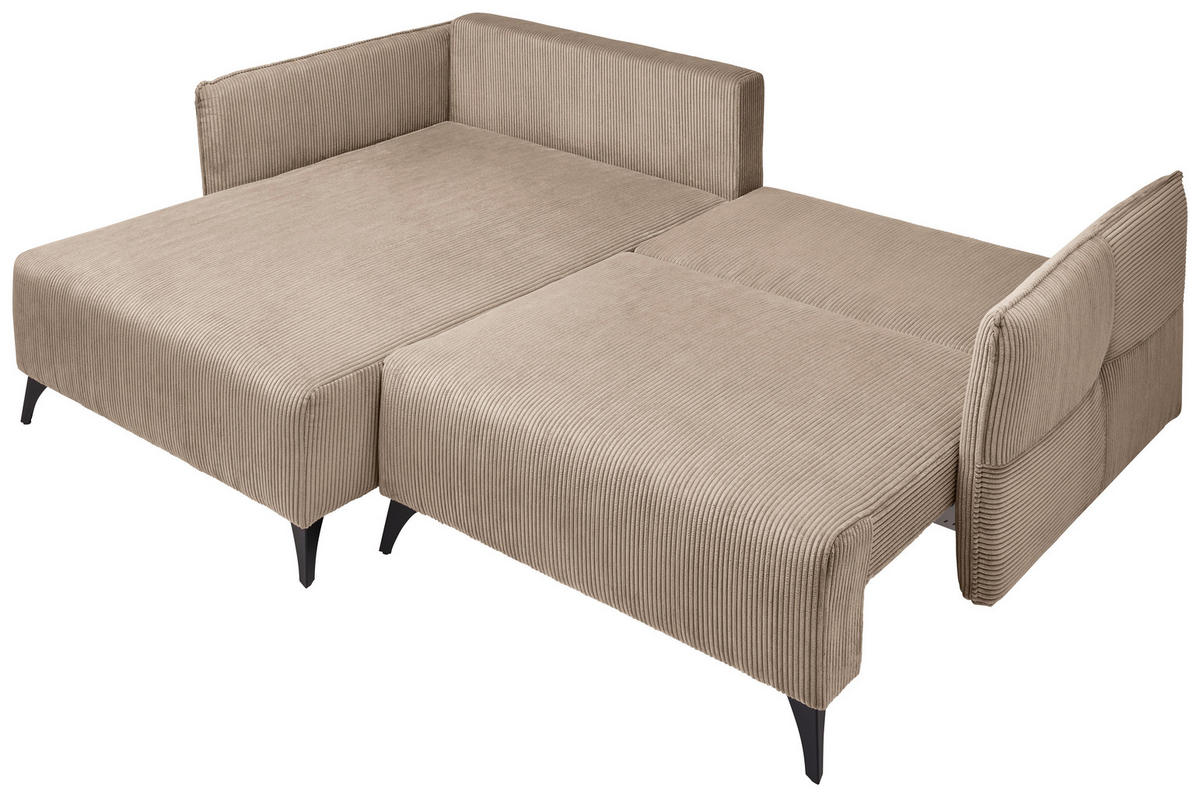 ECKSOFA Beige Cord  - Beige/Schwarz, Design, Textil/Metall (175/254cm) - Stylife