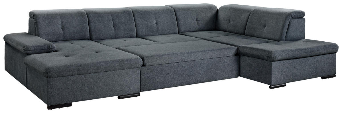 WOHNLANDSCHAFT Dunkelgrau Chenille  - Dunkelgrau/Grau, KONVENTIONELL, Kunststoff/Textil (240/340/188cm) - Carryhome