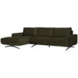 ECKSOFA in Webstoff Grün  - Schwarz/Grün, Design, Textil/Metall (172/320cm) - Valnatura