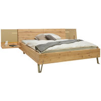 BETTANLAGE 180/200 cm  in Eichefarben, Bronzefarben   - Eichefarben/Bronzefarben, Natur, Glas/Holz (180/200cm) - Valdera