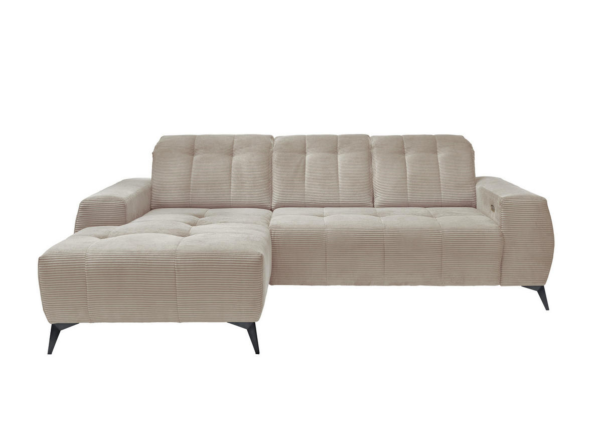 ECKSOFA in Cord Beige  - Beige/Schwarz, Modern, Textil/Metall (180/258cm) - Livetastic