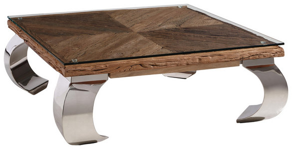 Couchtisch Recyclingholz Teakholz Massiv Quadratisch Teakfarben