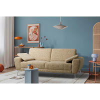 3-SITZER-SOFA SPRING in Webstoff Hellbraun Modern  - Chromfarben/Hellbraun, Design, Textil/Metall (187/85/92cm) - Livetastic