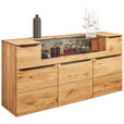 SIDEBOARD Eichefarben  180/90,5/47,1 cm  - Eichefarben/Schwarz, Natur, Glas/Holz (180/90,5/47,1cm) - Valnatura