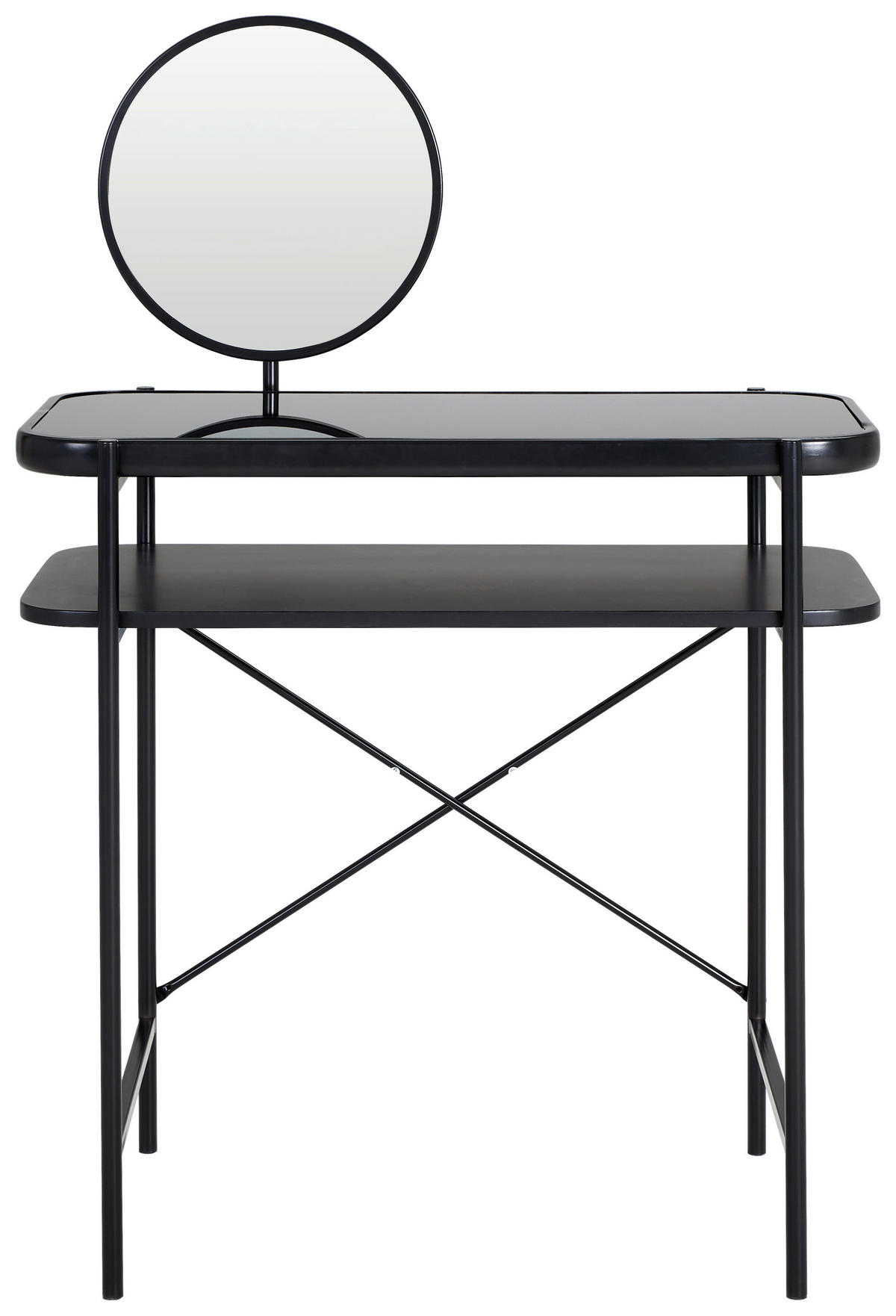 SCHMINKTISCH in Klar, Schwarz  - Klar/Schwarz, Design, Glas/Holzwerkstoff (80/44/75-129cm) - Carryhome