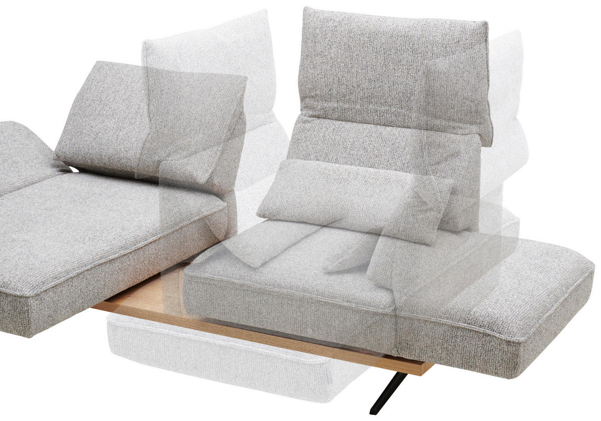 ECKSOFA Chenille Greige  - Greige/Schwarz, Design, Holz/Textil (240/132cm) - Koinor