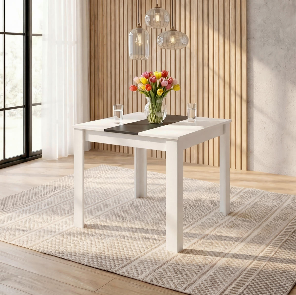 ESSTISCH 80/80/75 cm Nachbildung  Holzwerkstoff quadratisch Anthrazit, Weiß  - Anthrazit/Weiß, MODERN, Holzwerkstoff (80/80/75cm) - MID.YOU