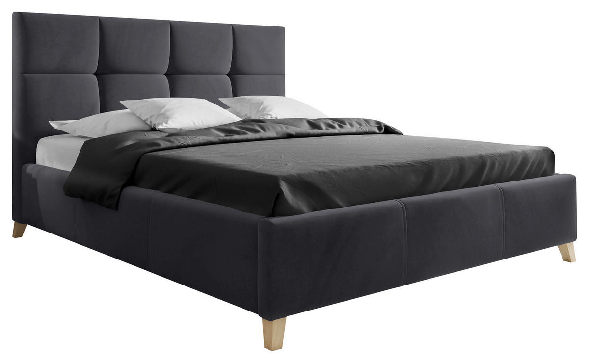 POLSTERBETT Lattenrost, Bettkasten 140/200 cm  in Schwarz  - Buchefarben/Schwarz, KONVENTIONELL, Holz/Textil (140/200cm) - Carryhome