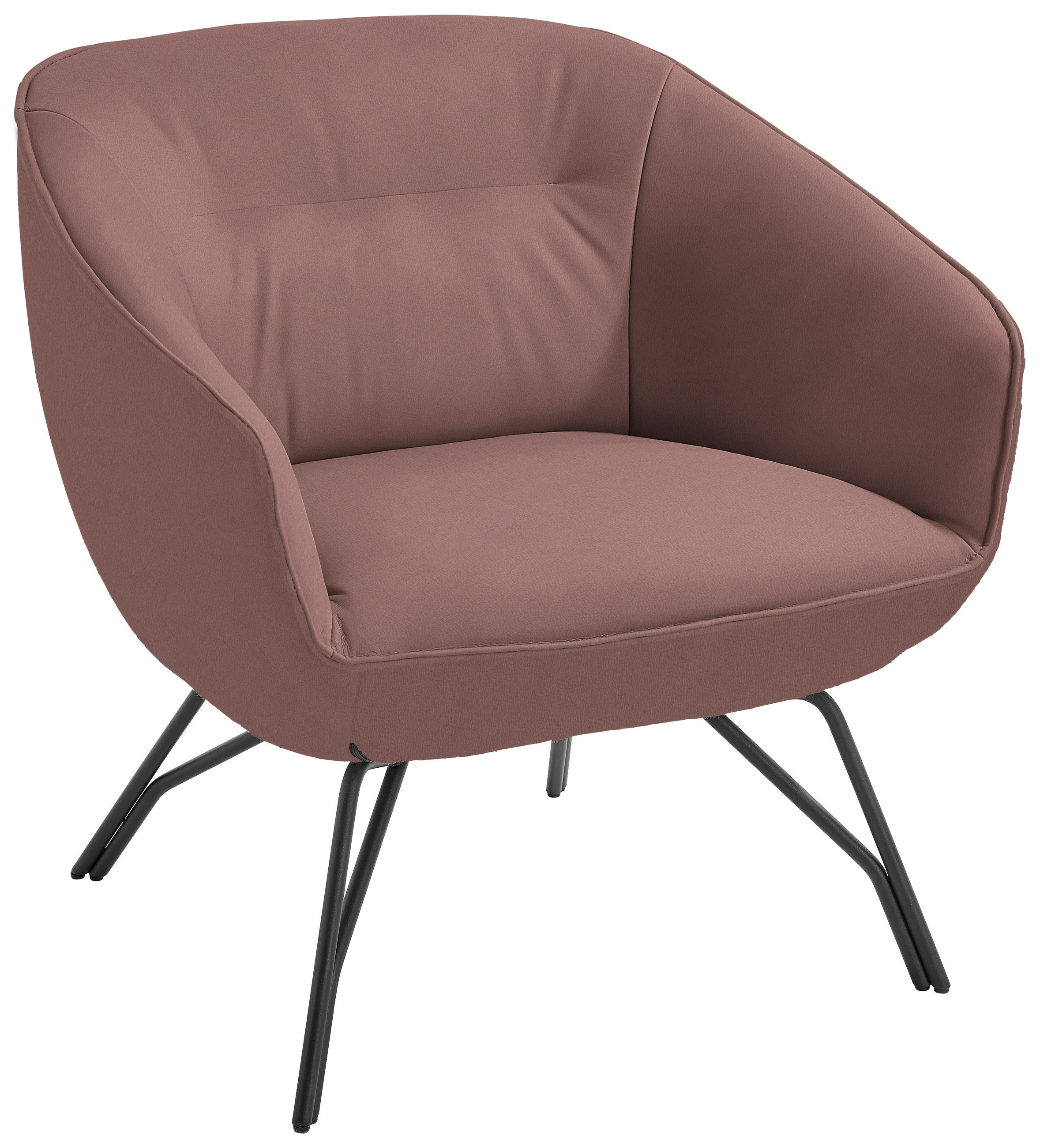 COCKTAILSESSEL in Echtleder Beere - Beere/Anthrazit, Design, Leder/Metall (76/80/73cm) - Joop!