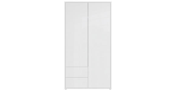 DREHTÜRENSCHRANK 115/214/60 cm,  in Weiß, Weiß Hochglanz, 2-türig  - Weiß Hochglanz/Weiß, Trend, Holzwerkstoff (115/214/60cm) - Carryhome