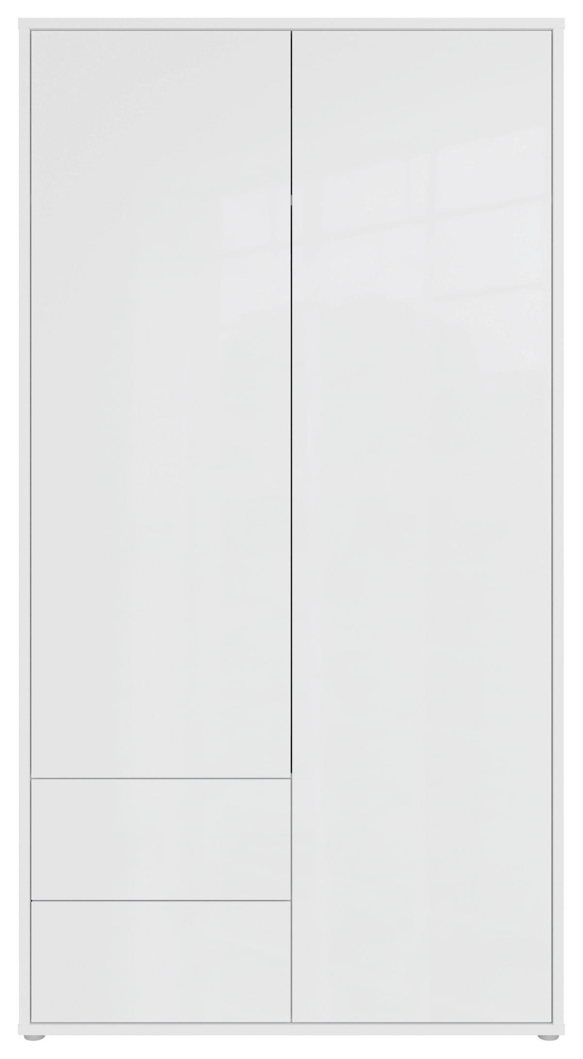 DREHTÜRENSCHRANK 115/214/60 cm,  in Weiß, Weiß Hochglanz, 2-türig  - Weiß Hochglanz/Weiß, Trend, Holzwerkstoff (115/214/60cm) - Carryhome
