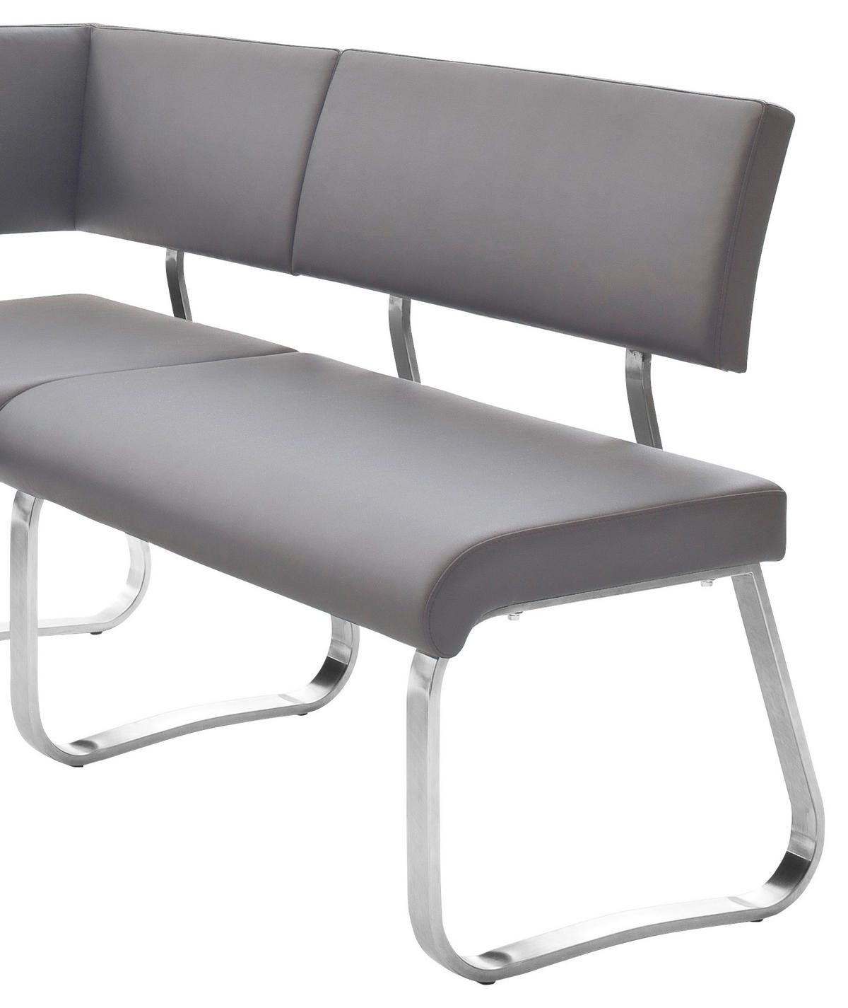 ROHOVÁ LAVICA, sivá, farba ušľachtilej ocele - sivá/farba ušľachtilej ocele, Design, kov/koža (200/150cm) - Livetastic