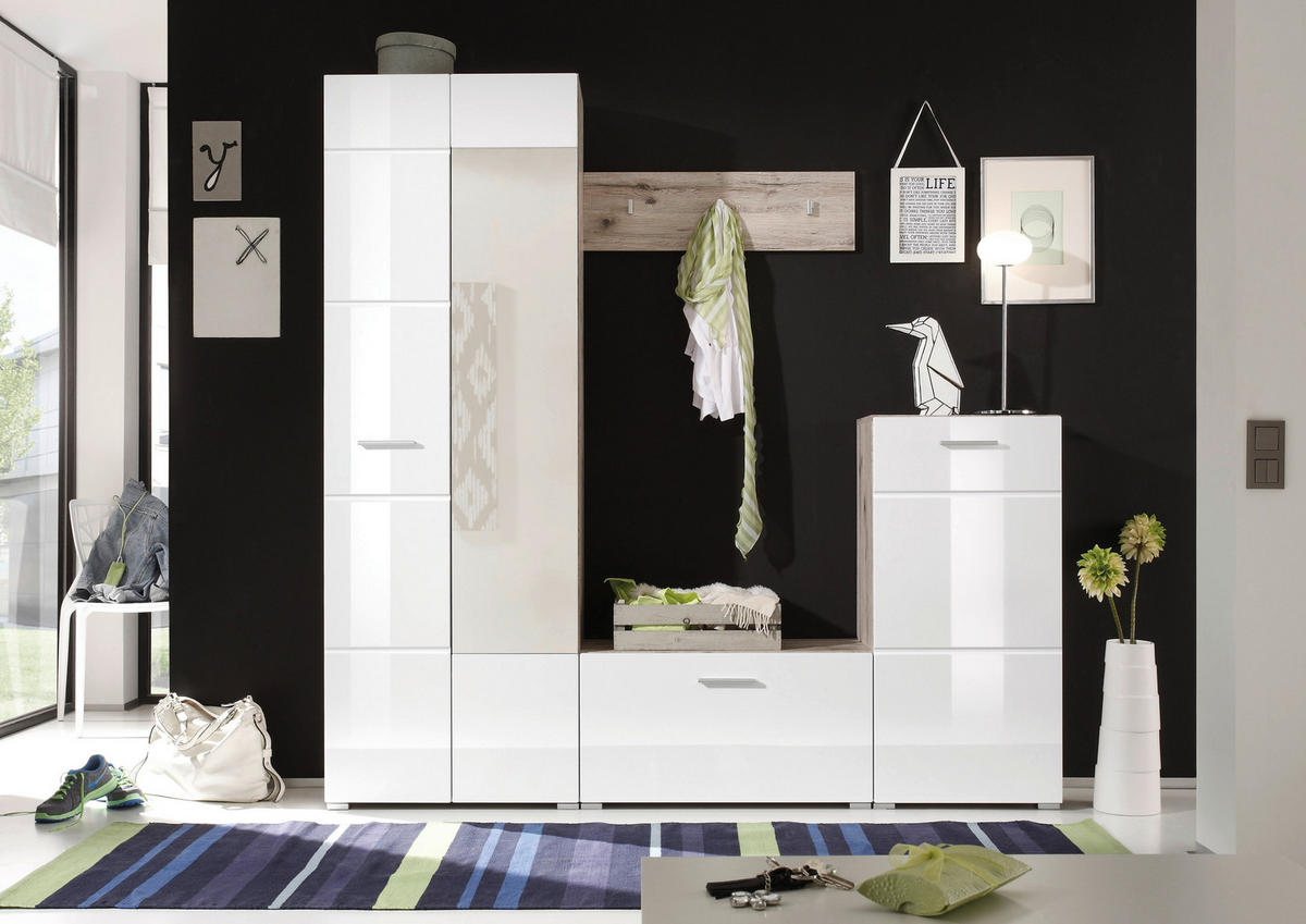 ELŐSZOBAFAL - tölgyfa/fehér, Design, faalapú anyag/Üveg (195/195/36cm) - MID.YOU