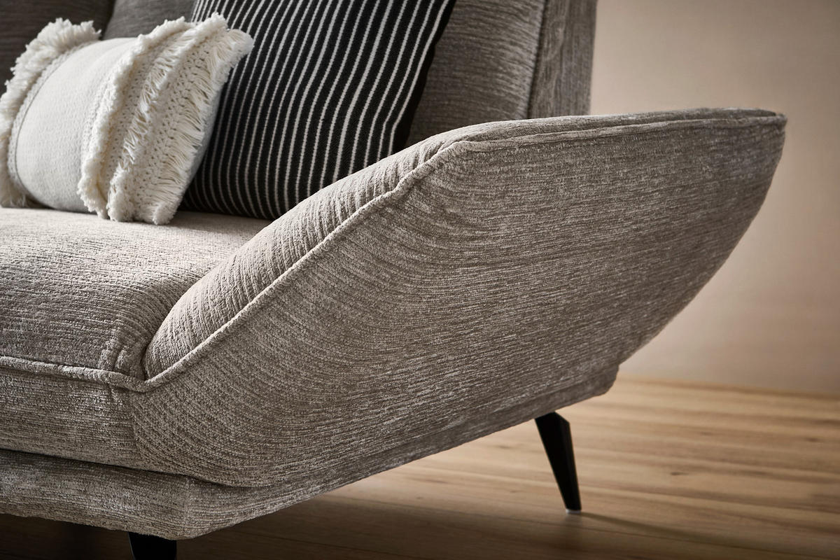 ECKSOFA Beige Mikrofaser  - Beige/Schwarz, Design, Textil/Metall (170/325cm) - Novel