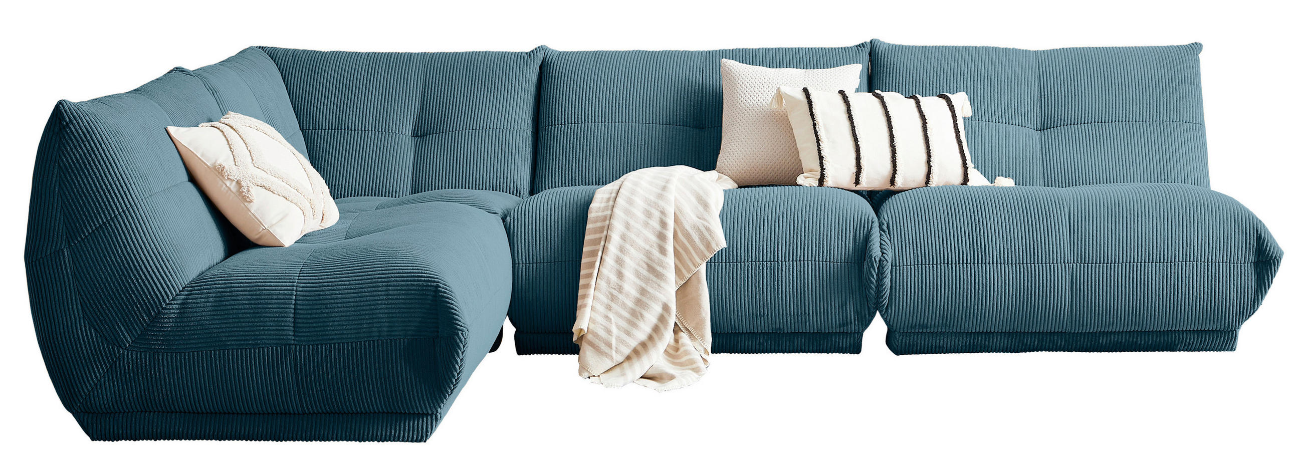 ECKSOFA Petrol Cord  - Petrol, Trend, Textil (210/315cm) - Livetastic